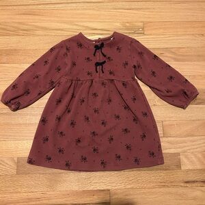 Zara Kids Dress in Deep Maroon with Floral Design